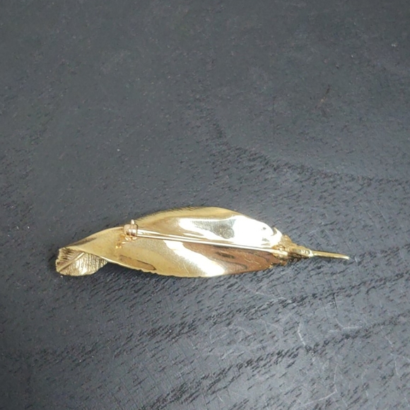 Vtg 8 gm 14k brushed solid gold modernist Brooch - Picture 8 of 10